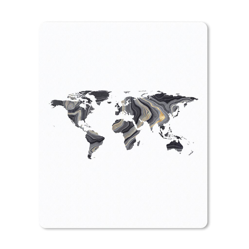 MuchoWow Mauspad Mousepad Weltkarte - Farbe - Schwarz 30x40 cm - Mousepads - Maus Mat - Pad - Mausunterlage - Mausmatten