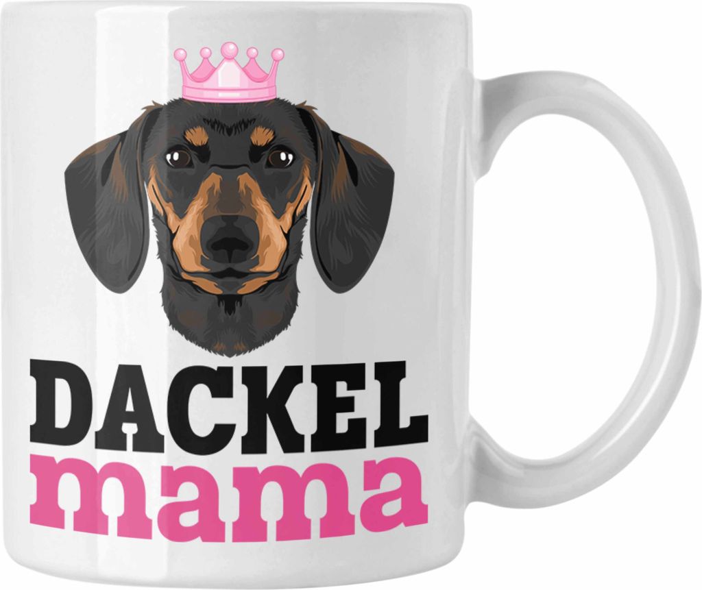 Trendation - Dackel Tasse Geschenke Dachshund Rauhaardackel Lustig Dackel Mama (Weiß)