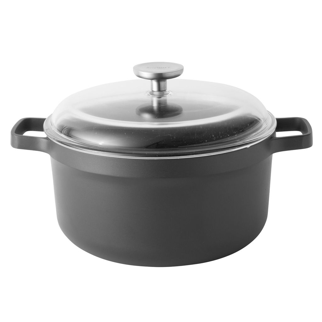 BergHOFF 2307310, 4,9 l, Rund, Schwarz, Aluminium-Guss, Schwarz, Keramik, Gas, Halogen, Induktion, Versiegelte Platte