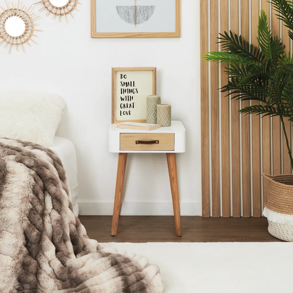Table de Nuit pour Chambre Adulte - Chevet Blanc Bois avec Rangement
