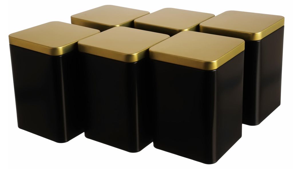 Dosenritter | 6 x edle eckige Teedose/Vorratsdose, Schwarz Produktbild 