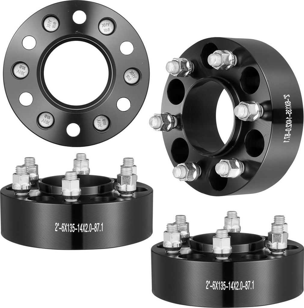 VEVOR Spurverbreiterungen, 2 Zoll 6 x 5,3 Zoll Radadapter, 6 Radbolzen, geschmiedetes Distanzstück, 87,1 mm Bohrung, nabenzentrische M14 x 2 Bolze...