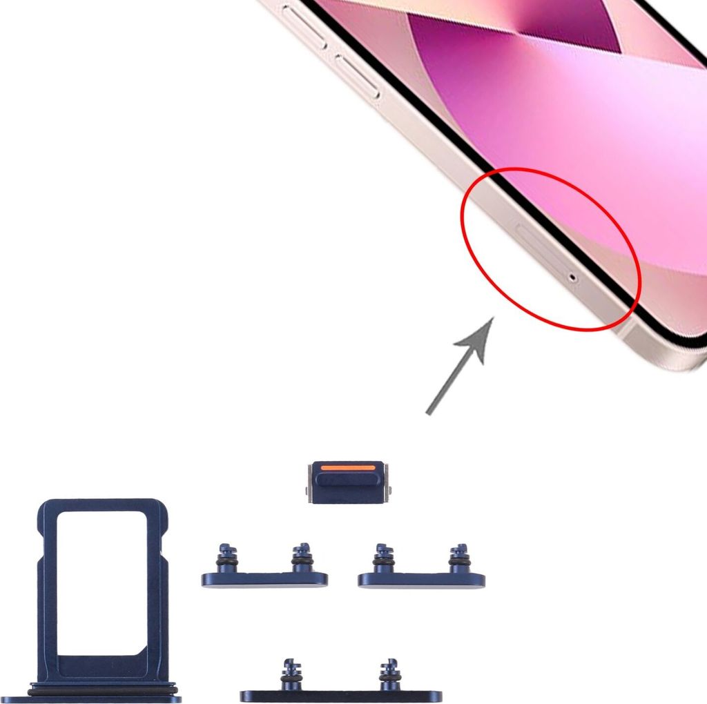 SIM Karten Halter + Seiten Tasten Power / Volume Apple iPhone 13 Mini Blau