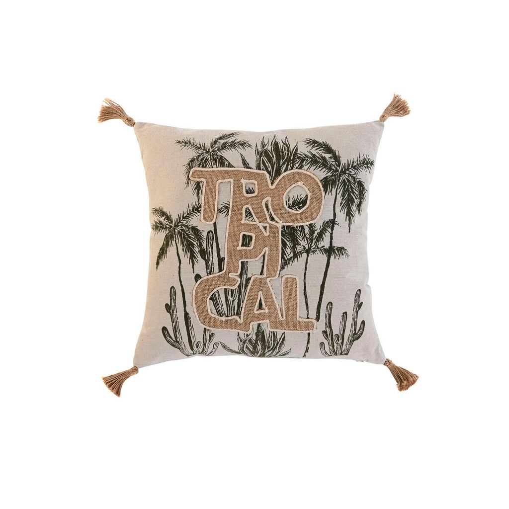Cojín Home ESPRIT Beige Natur Tropisch Boho 45 x 5 x 45 cm