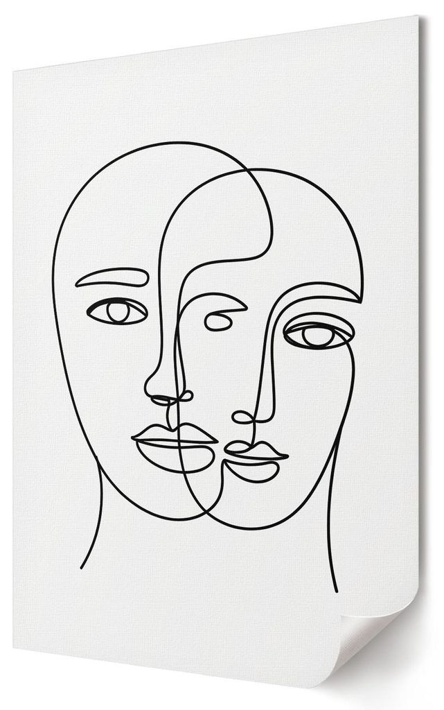 Komplexe Gesichter- Kunstdruck A4 - Minimalistisch, Modern- Wandbild für Wohnzimmer Schlafzimmer & Flur, Modernes Poster Wanddeko, Ungerahmt