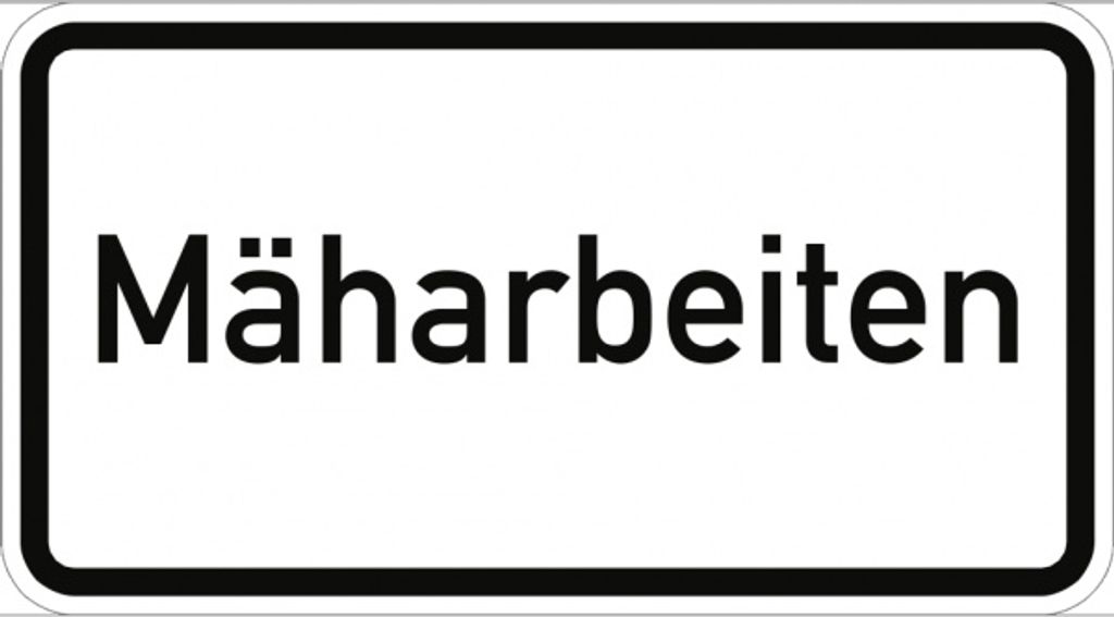 Verkehrsschild VZ2122, Mäharbeiten, Alu, RA2, 600x330 mm