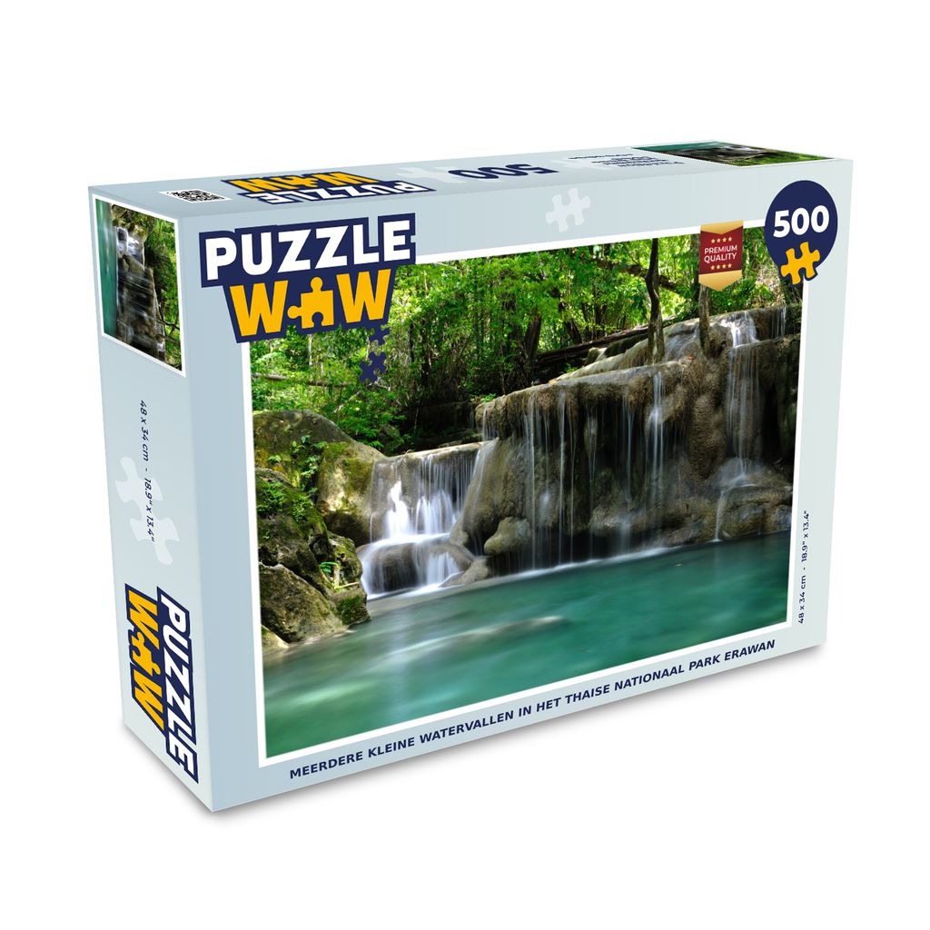 MuchoWow Puzzle 500 Teile Mehrere kleine Wasserfälle im Erawan-Nationalpark in Thailand - 500 Teile - Kinder - Selberbauen - Puzzlespiele