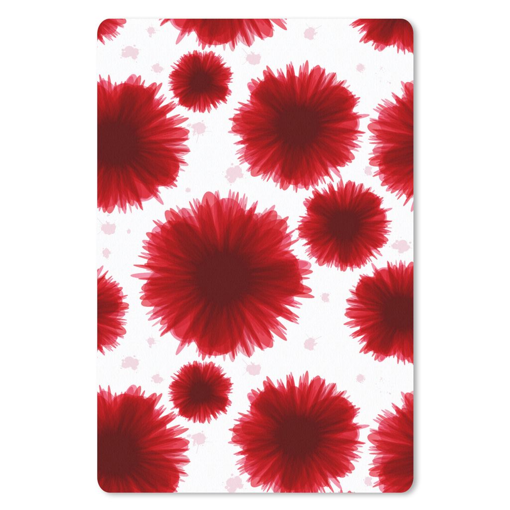 MuchoWow Mauspad Mousepad Aquarellfarbe - Rot - Blumen 18x27 cm - Mousepads - Maus Mat - Pad - Mausunterlage