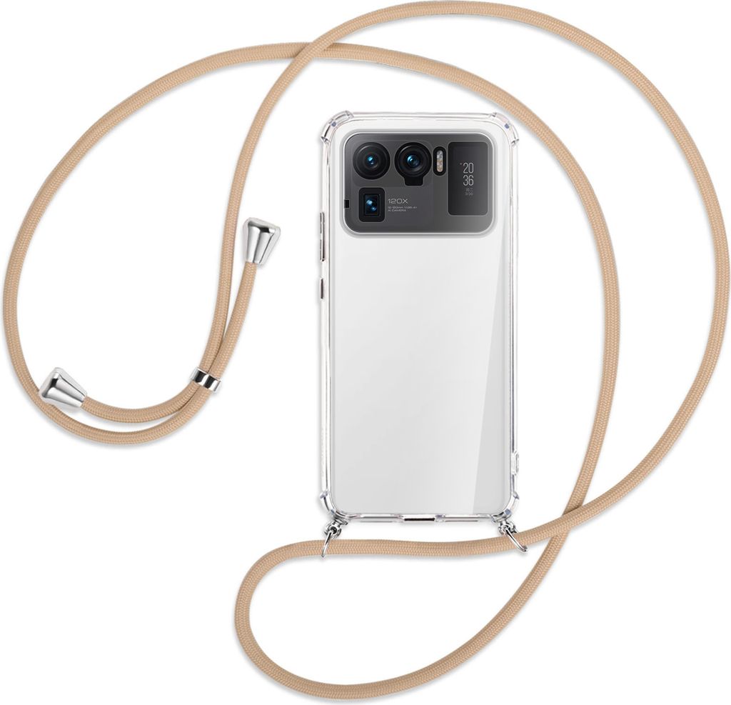 Handykette Backcover-Schutzhülle mit Band (Metall silberfarben) für Xiaomi Mi 11 Ultra - beige