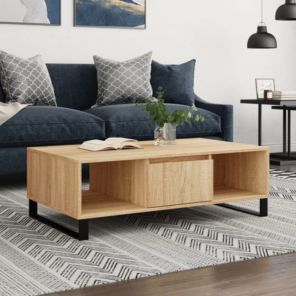 The Living Store Couchtisch Sonoma-Eiche 104x60x35 cm Holzwerkstoff