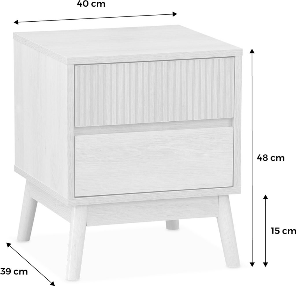 sweeek - Nachttisch mit zwei Schubladen - Helles Holz Produktbild 6