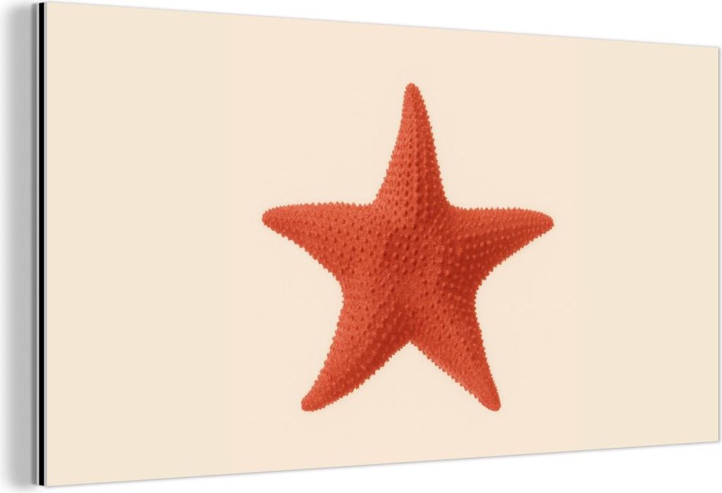 MuchoWow Wanddekoration Metall Metallbild Wandkunst 120x60 cm Seestern - Bobbles - Rot MuchoWow Aluminium Gemälde - Metalbilder