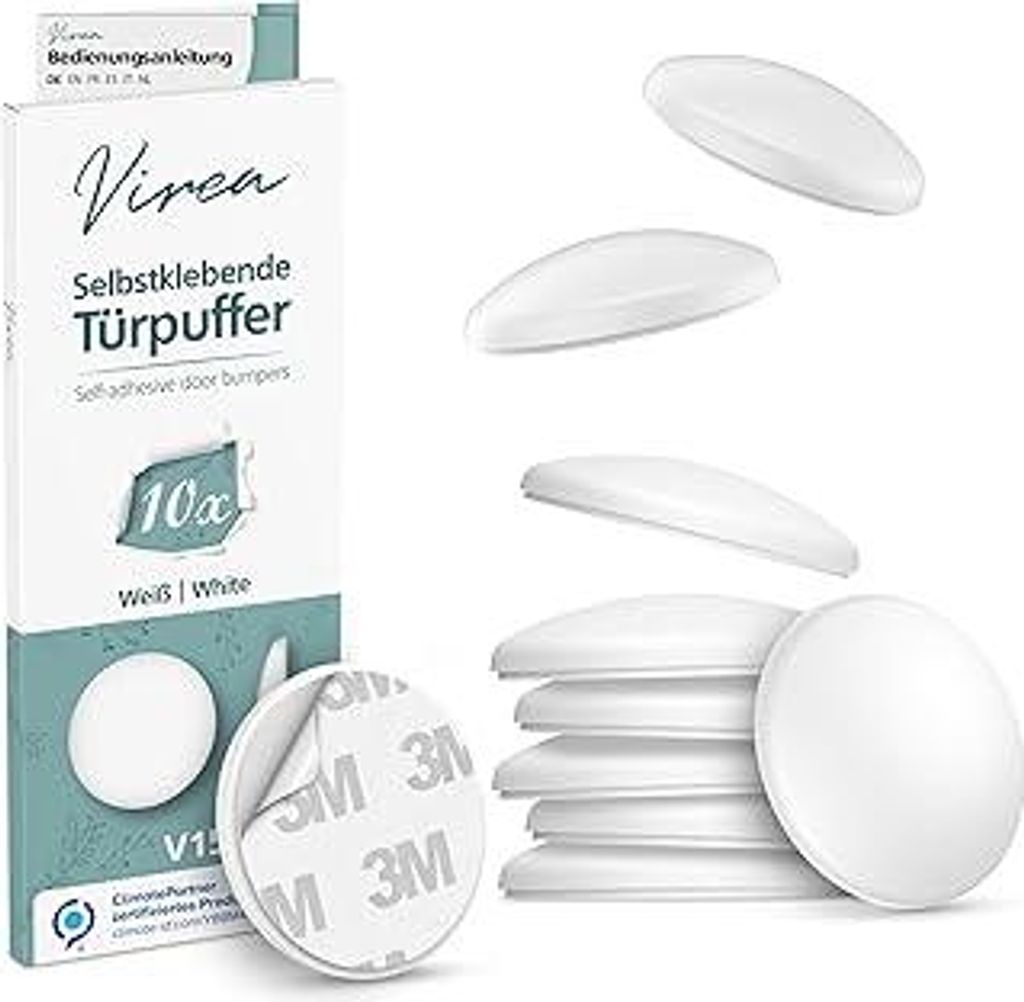 10 x Türstopper 40 x 8 mm Weiß - - Selbstklebende Türpuffer - - Elastische Wandpuffer - - Zum Schutz von Wänden und Möbeln - - Wand-Stopper in...