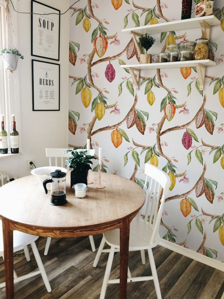 Coloray Fototapete 250x104 cm An Einer Wand Latex Latextapete - Kakao-Früchte.