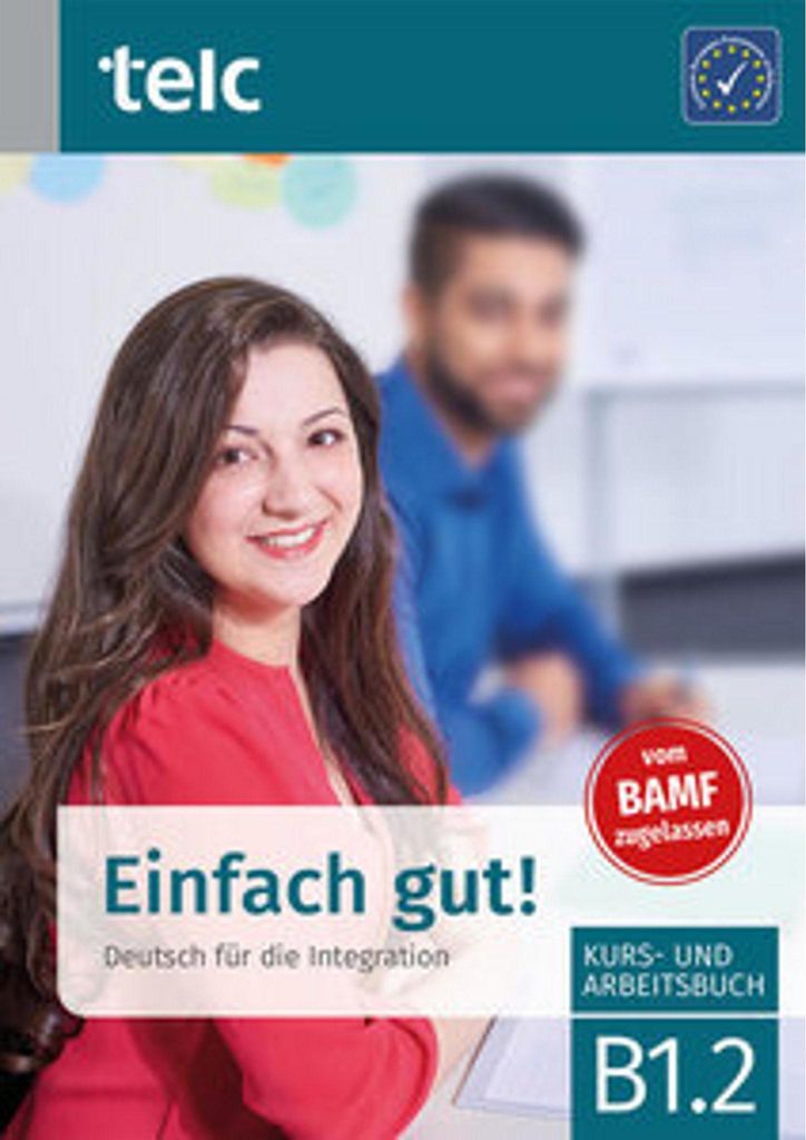 Cover of a German language learning book for integration, featuring two people.