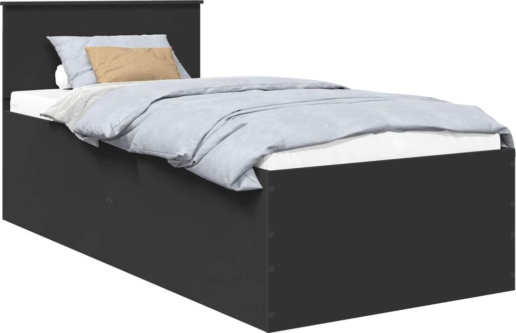 vidaXL Bettrahmen mit Kopfteil Schwarz 120 x 200 cm Holzwerkstoff