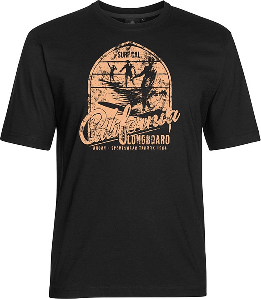 Übergrößen T-Shirt California Longboard beige AHORN SPORTSWEAR Schwarz 8XL