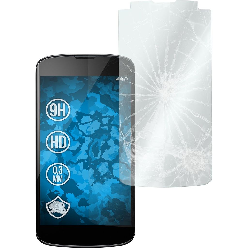 2er-Pack PhoneNatic Glas-Folie klar kompatibel mit Google Nexus 4 - Panzerglas für Nexus 4