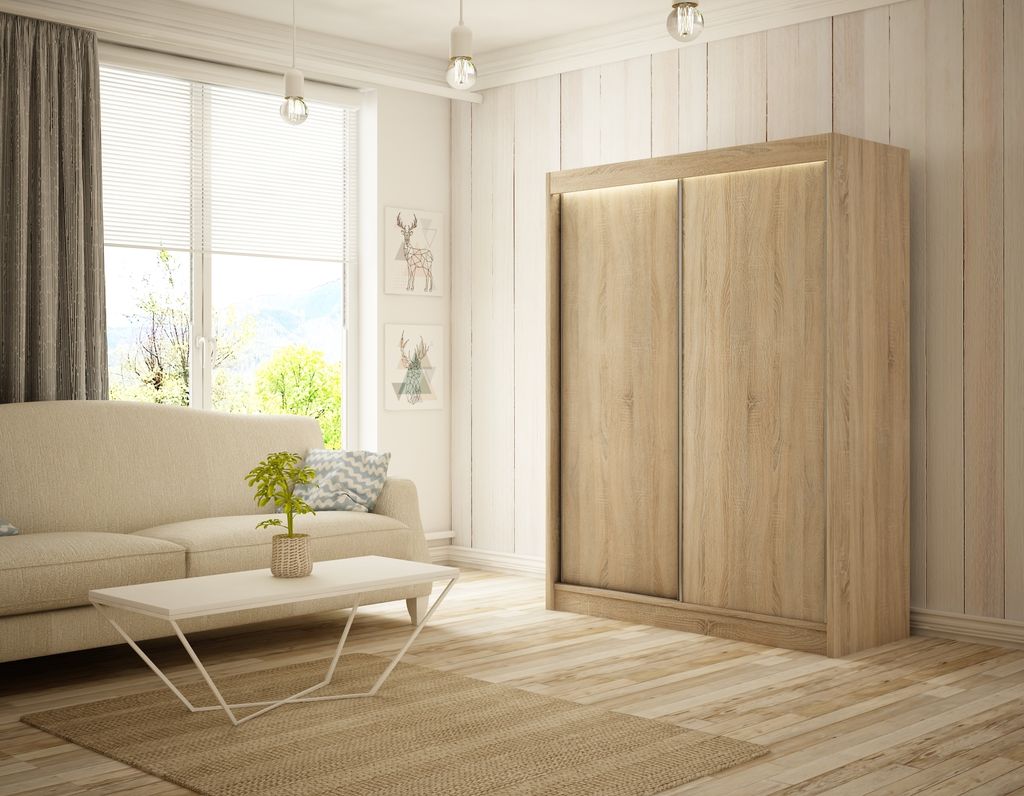 Kleiderschrank Saturn 150 cm inklusive 2 Schiebetüren Produktbild 