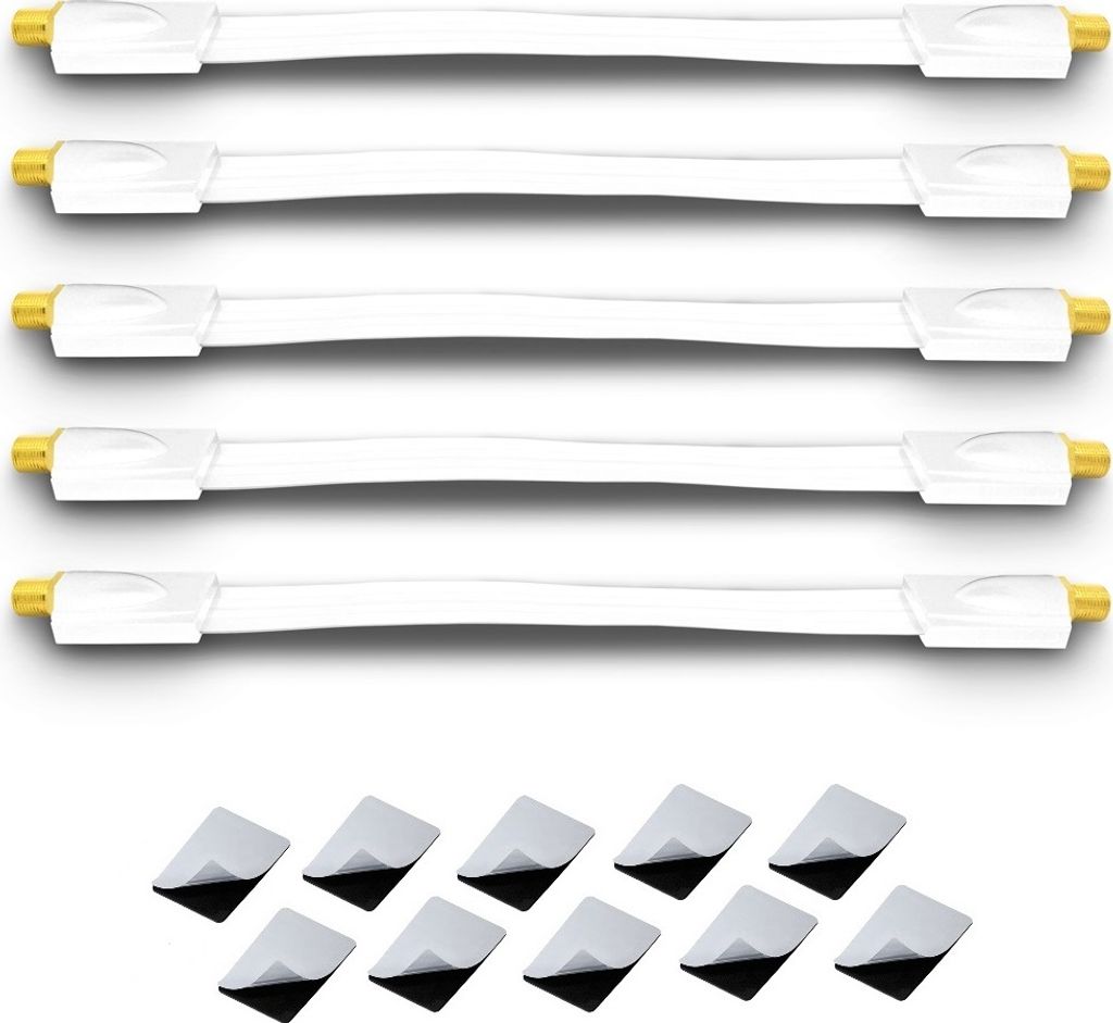 5x ARLI Fensterdurchführung UltraSlim Weiß | TV SAT Flachkabel 0,2 mm vergoldet DVB-S2 DVB-T2 für Fenster & Türen