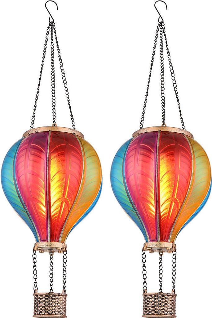 2er Set LED Solar-Heißluftballon, bunt, Feuereffekt, H 46,5 Produktbild 
