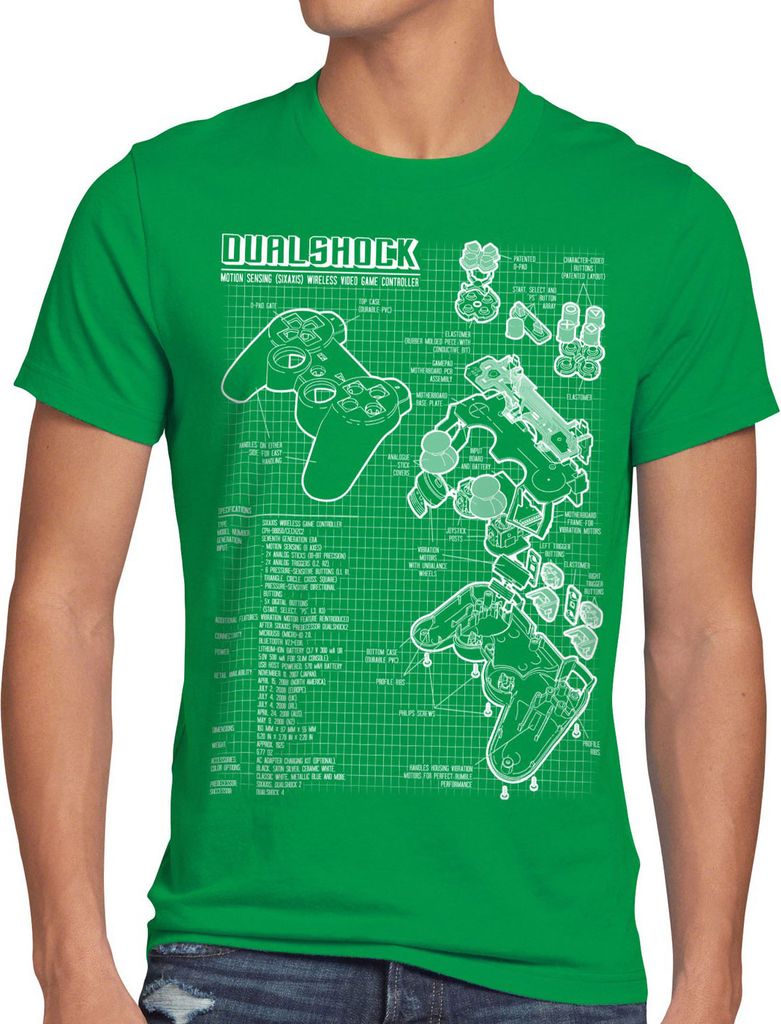 style3 PS1 Gamer Blaupause Herren T-Shirt PS gamepad konsole