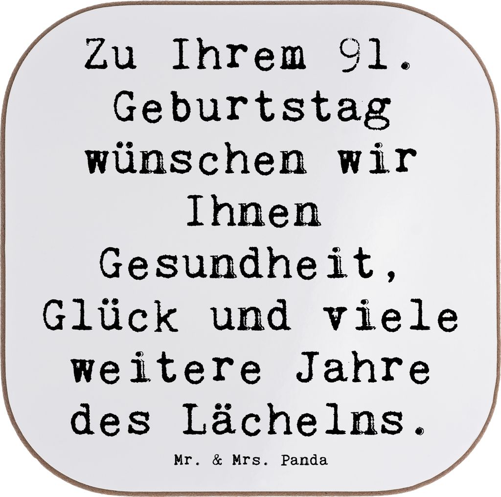 Mr. & Mrs. Panda Tassen Untersetzer Spruch 91. Geburtstag - Weiß - Geschenk, besondere Geburtstagsgeschenke, Jubiläumsfeier, Geburtstagsgeschenk,...