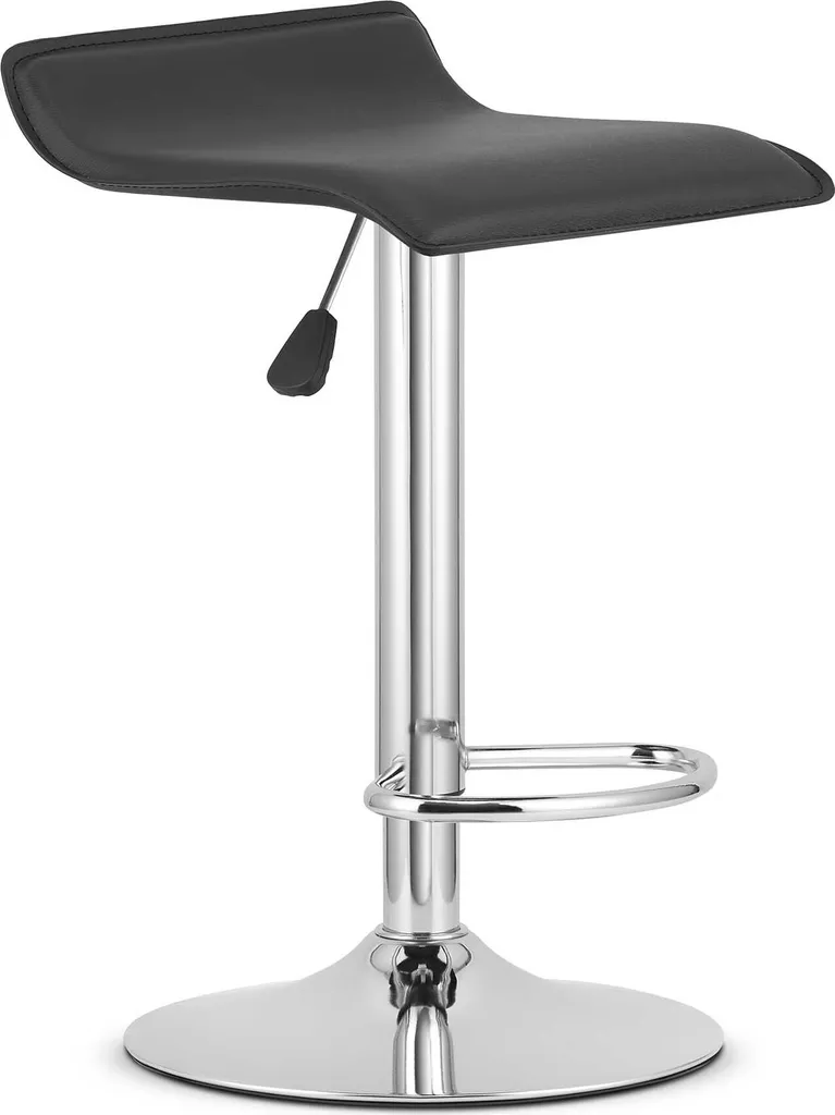 Hocker da bar per sala da pranzo e cucina High Fort - Ecopelle nero / base cromata