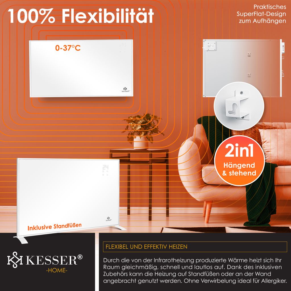 KESSER® Infrarotheizung Energiesparend Infrarot Standgerät Produktbild 4