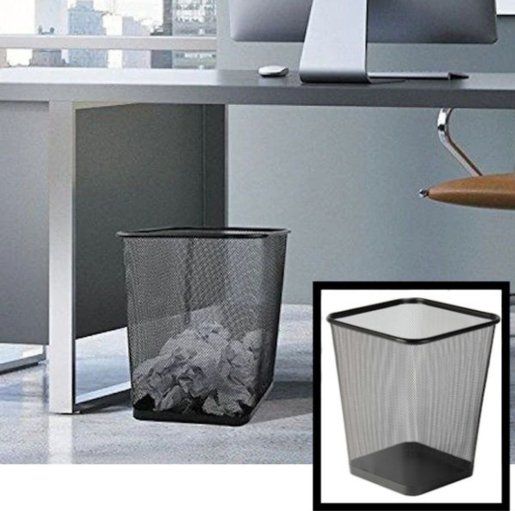 Design Square Mülleimer aus Metall für das Büro oder Zuhause - Mesh Mülleimer - Papierkorb Quadrat - Mesh Korb - Mülleimer Quadrat - Mülleime...