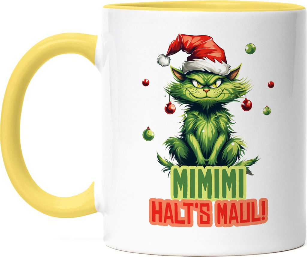 Mimimi Halts Maul Tasse Gelb Katze Katzenbesitzer Dezember Adventszeit