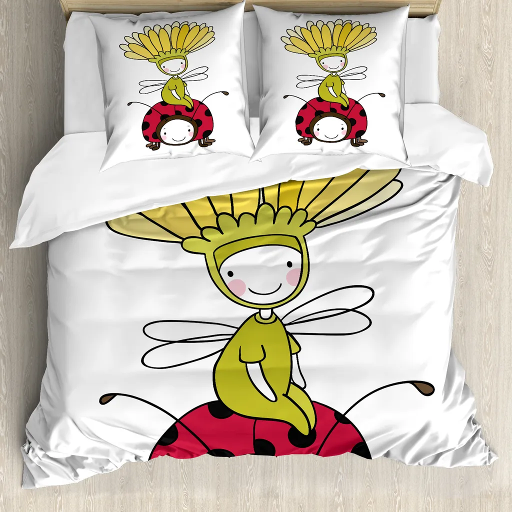 Set Copripiumino Matrimoniale ABAKUHAUS Fata Fiori Anti-Allergia