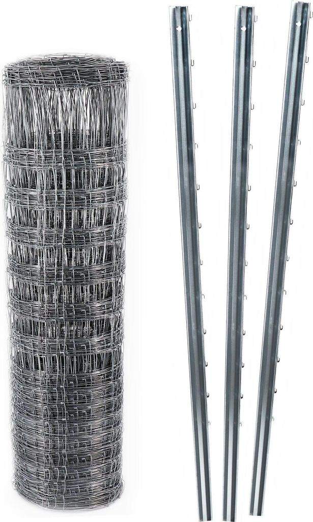 50m Wildzaun Forstzaun Weidezaun 200/22/15+ Z-Profil Zaunpfosten 2,5m lang