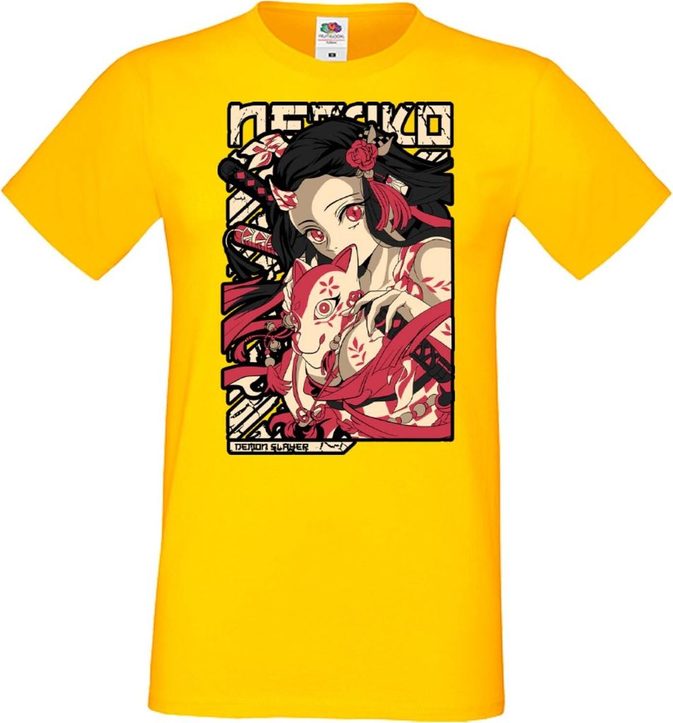 Herren T-Shirt Anime Manga Demon Anime Slayer Nezuko Kamado 04 Nezuko Demon, Man S / Gelb