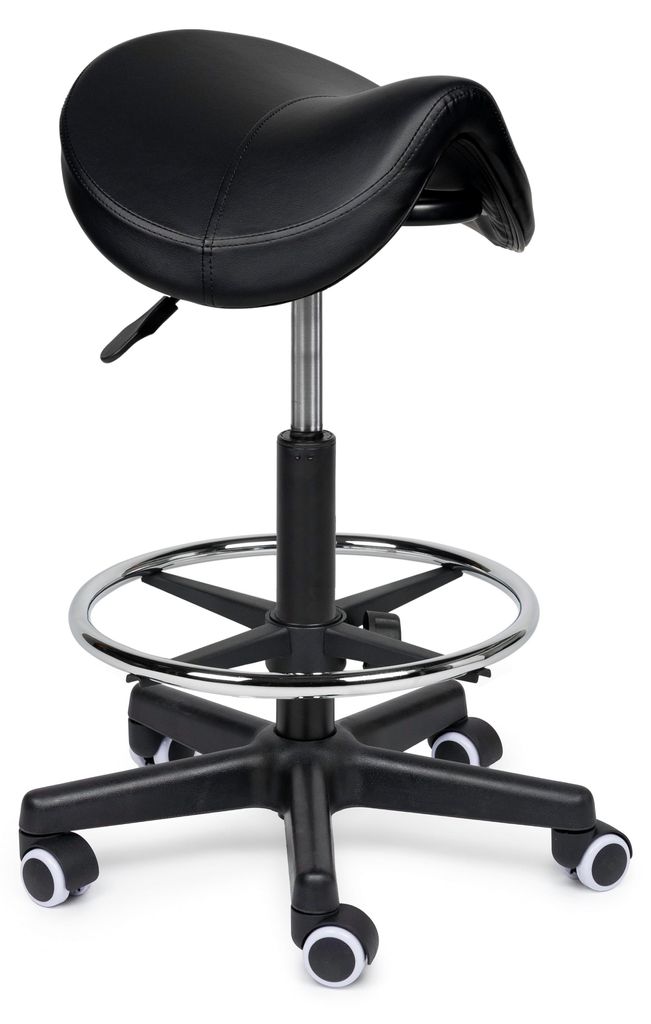 Premium Sattelhocker Schwarz Auf Räder - Standard / mit Fußstütze / Softgel Leise Räder