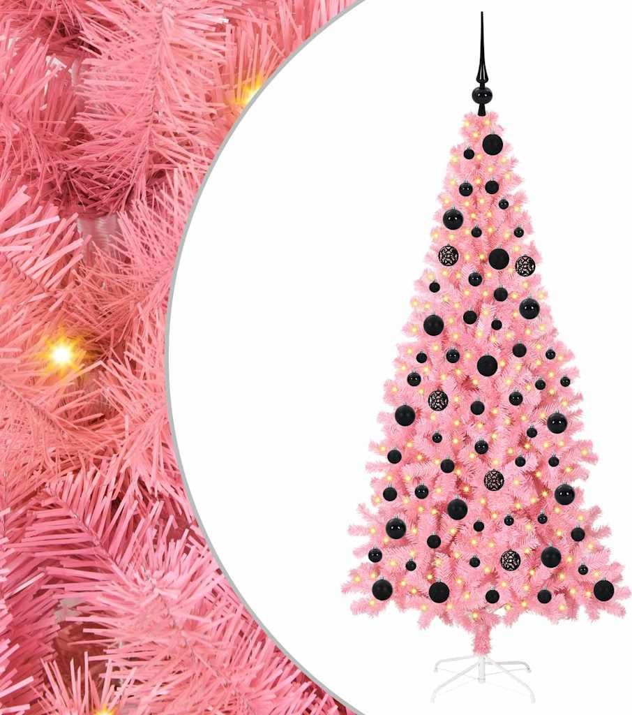 vidaXL Weihnachtsbaum mit 300 LEDs mit Ständer Rosa 180 cm PVC