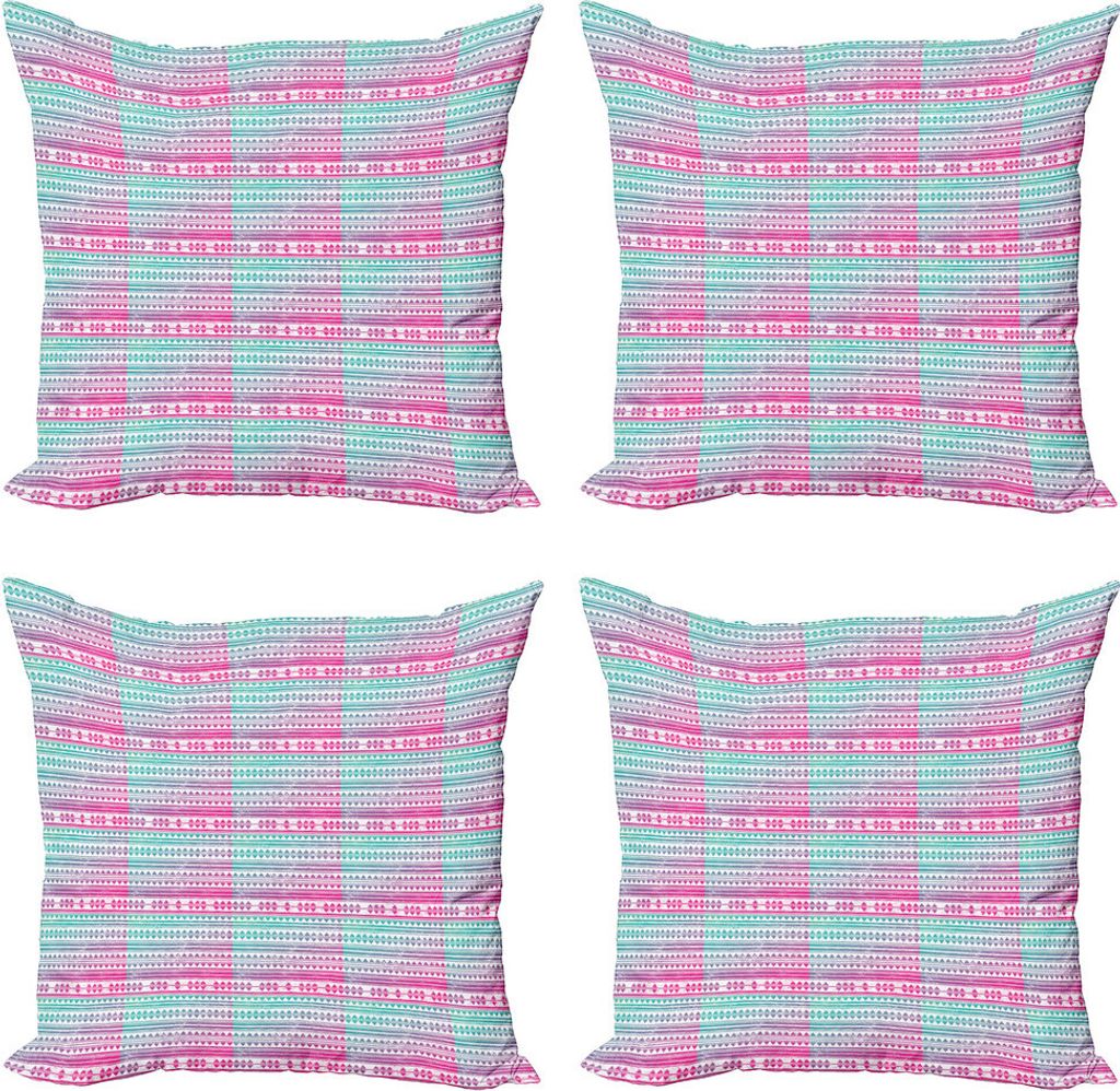 ABAKUHAUS Mexican drucken Kissenbezug Set (4 Stück), Ombre Grunge Triangle, Moderner Doppelseitiger Digitaldruck, 45 cm x 45 cm, Mehrfarbig