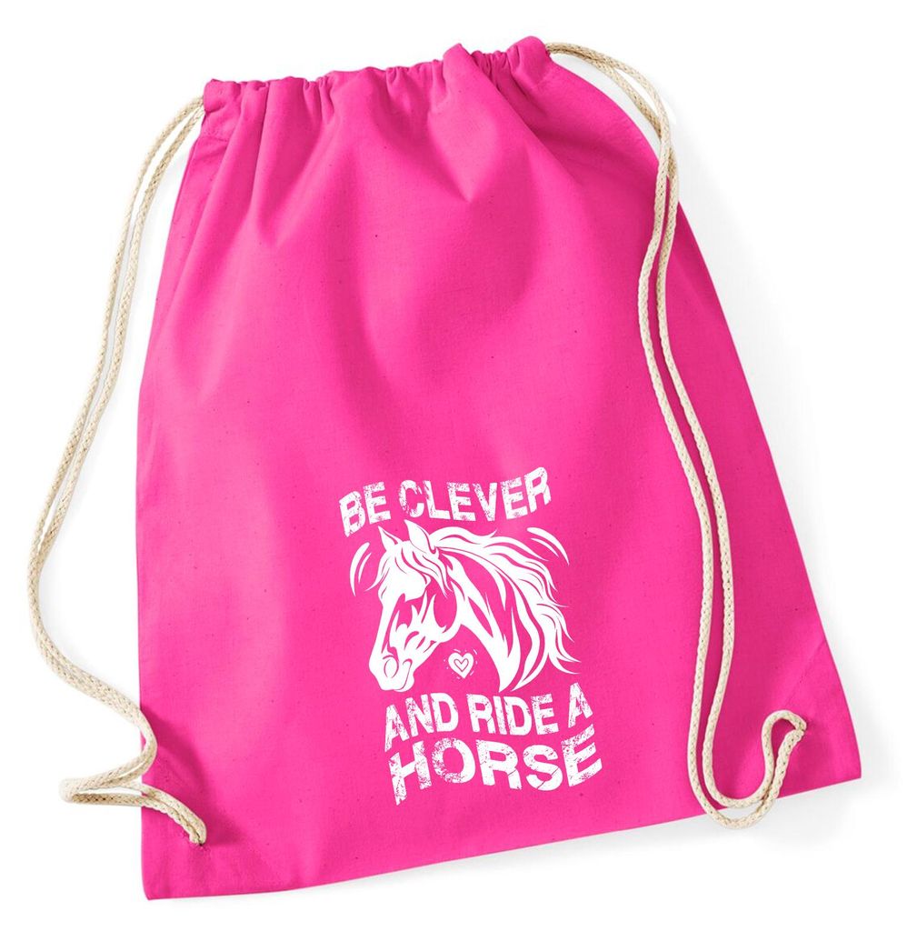 Huuraa Turnbeutel ride a horse Pferd 12 Liter Fuchsia Baumwolle Rucksack Geschenkidee