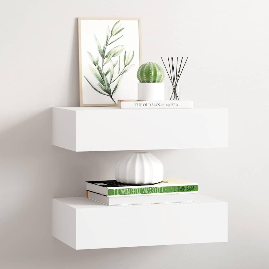 vidaXL Mensole a muro con cassetti 2 pz. Bianco 40x23,5x10 Immagine del prodotto 