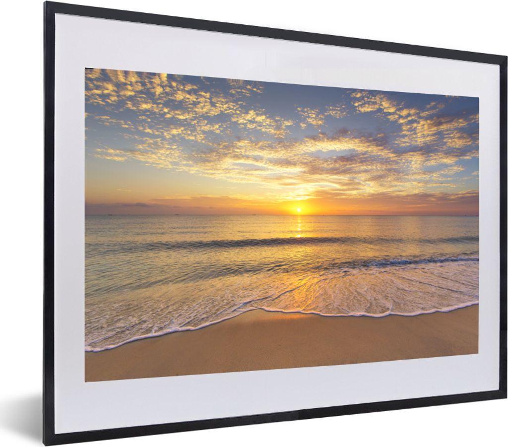 MuchoWow MuchoWow Gerahmtes Poster Strand - Farben - Sonne 60x40 cm - Poster mit zchwarzem Bilderrahmen - Schlafzimmer - Plakat in Rahmen - Dru...