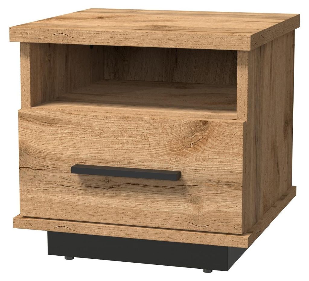 Masseno Nachttisch KIMA Nachtschrank Beistelltisch für Schlafzimmer 37 x 36,6 x 35 cm Eiche Wotan