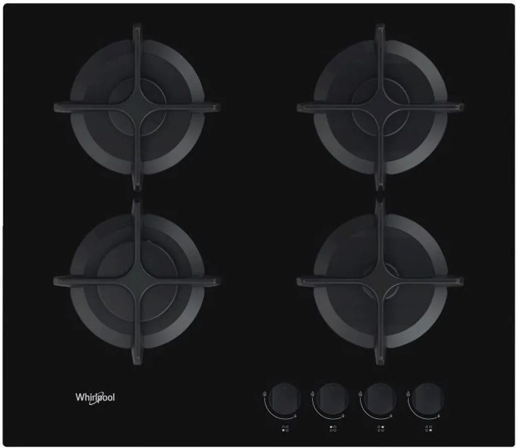 Table de cuisson gaz Whirlpool 4 zones noire avec sécurité web