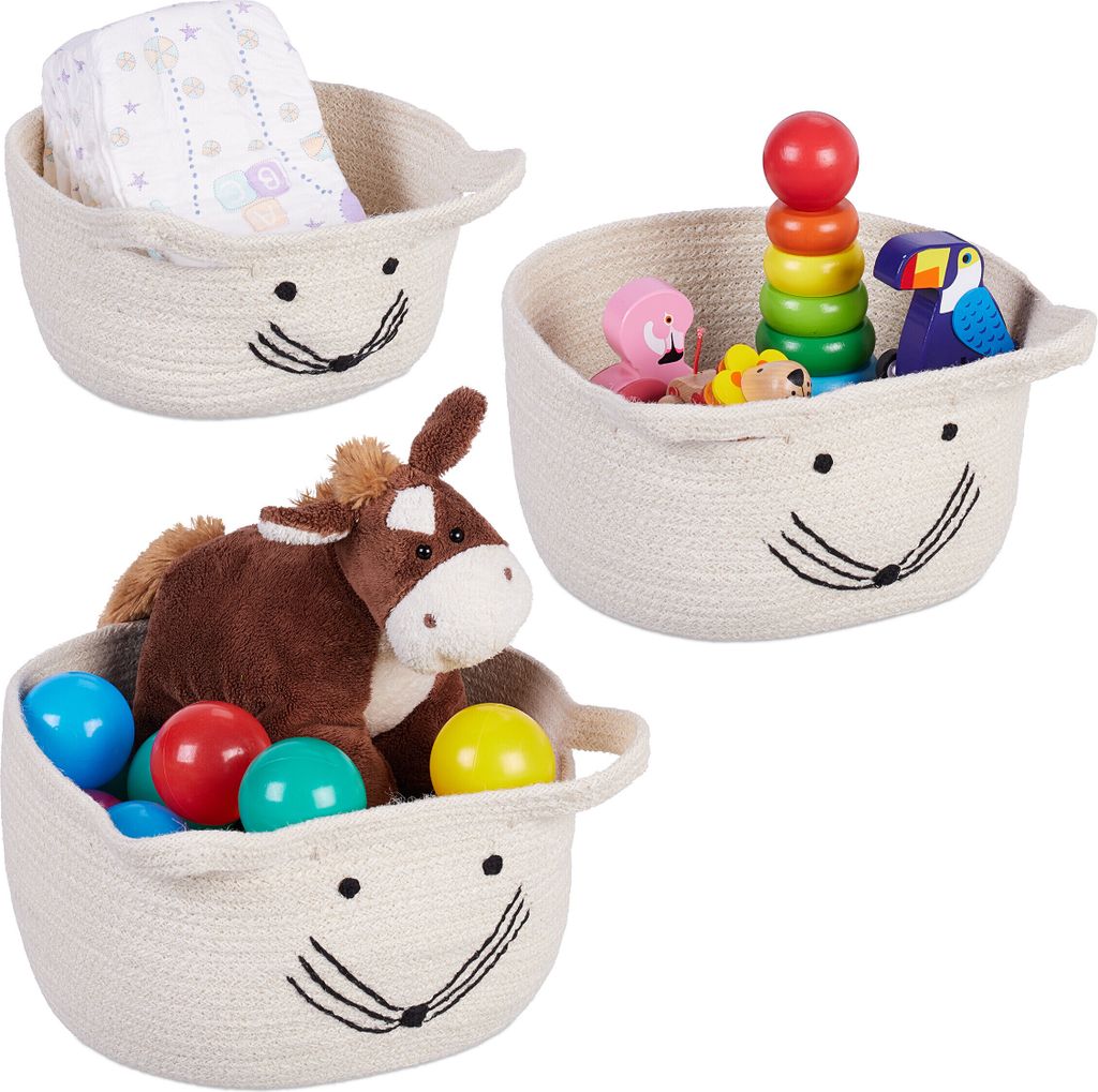 relaxdays Aufbewahrungskorb 3er Set Produktbild 