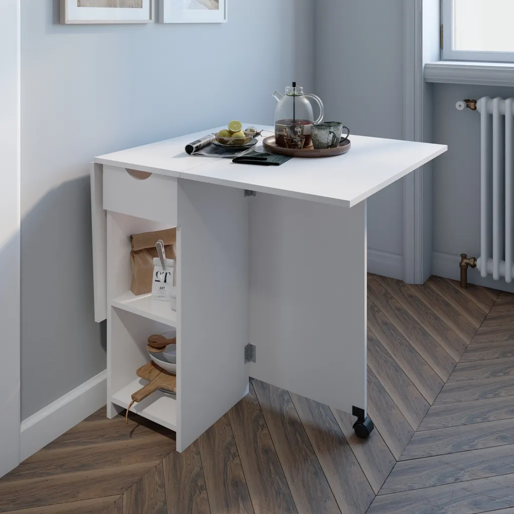 Table à manger modulable avec tiroir central et pieds réglables 120cm - 15