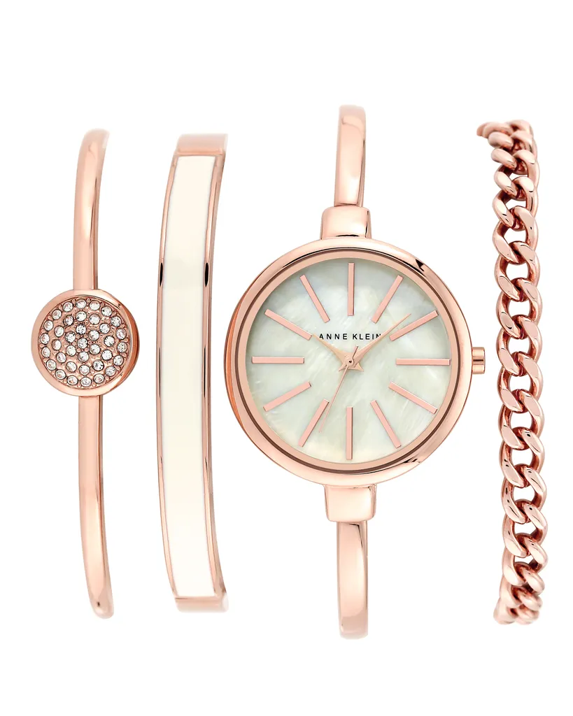Montre femme cristaux véritables avec coffret bijoux or rose chic