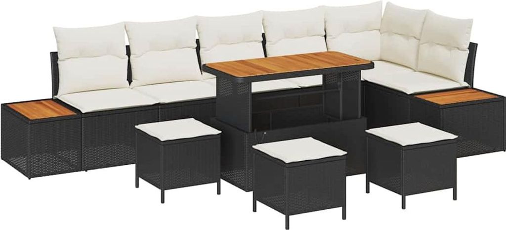 Gartensofa-set 10 pcs Schwarz Poly-Rattan