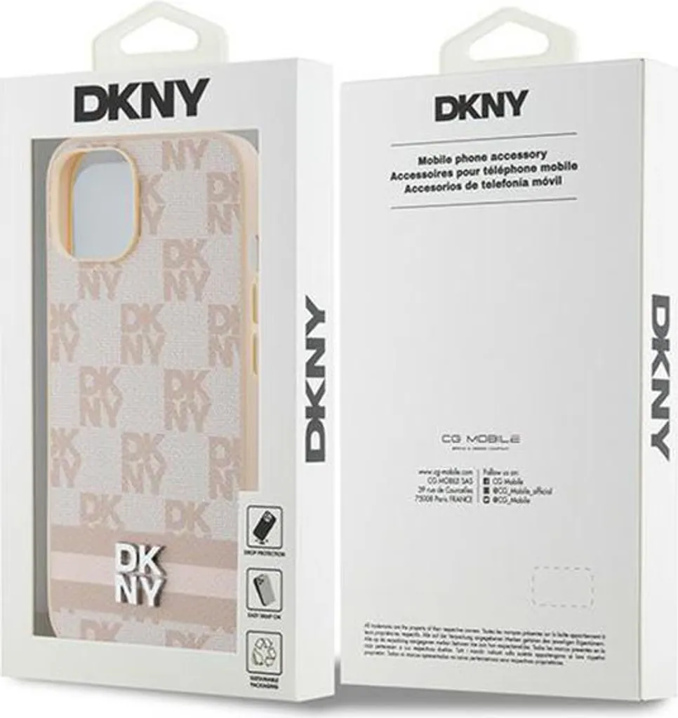 DKNY Custodia iPhone 15 Plus Rosa Pelle - Accessorio Moda Luxury - 18