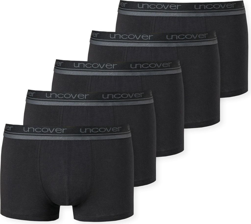 UNCOVER by SCHIESSER Herren Boxershorts, 5er Pack - Shorts, Single Jersey, einfarbig Schwarz 2XL