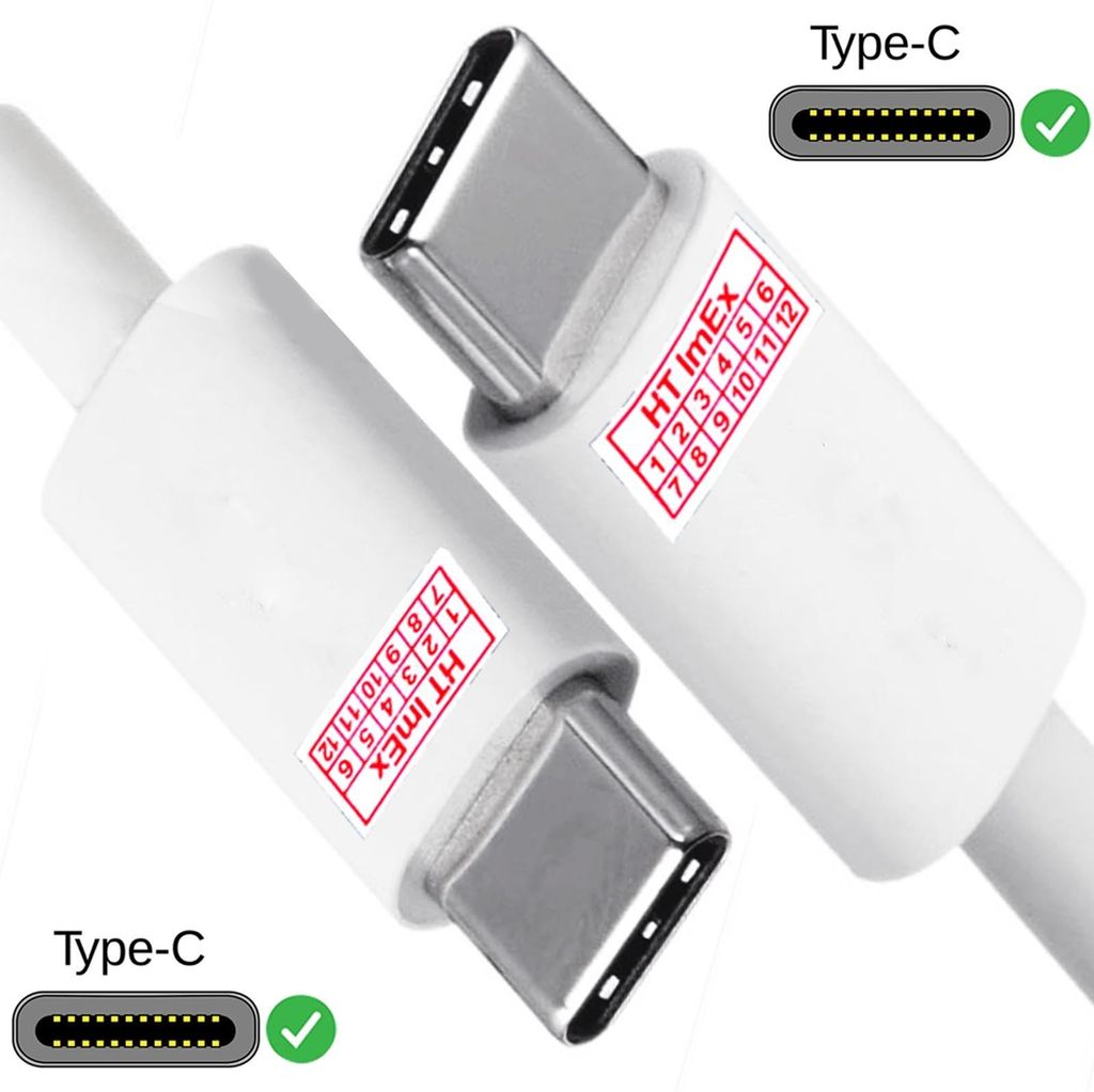 Weiß Ladekabel Kabel 1m USB Typ C - USB C Sync für Tablet, Handy