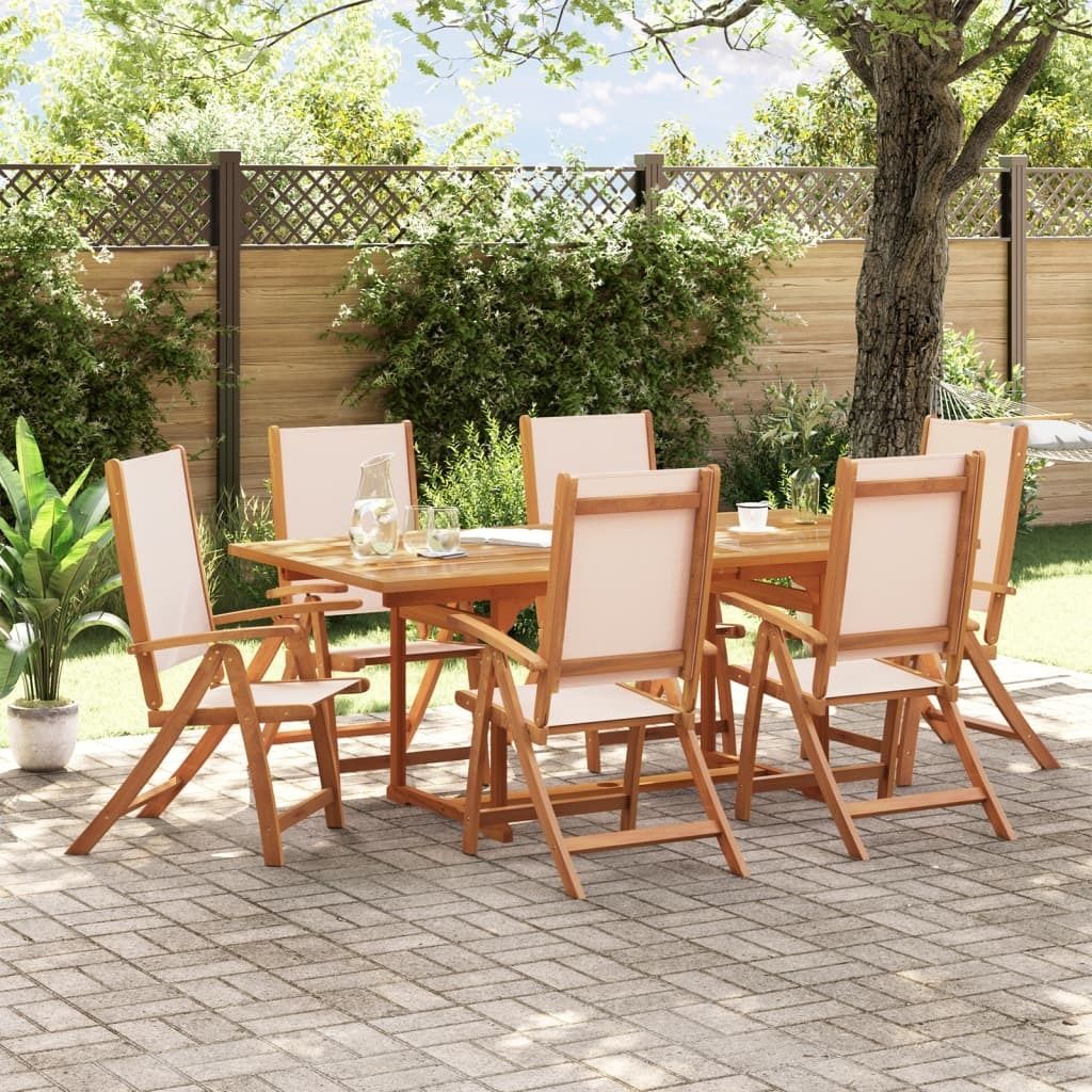 Maison Exclusive - 7-tlg. Garten-Essgruppe Massivholz Akazie und Textilene